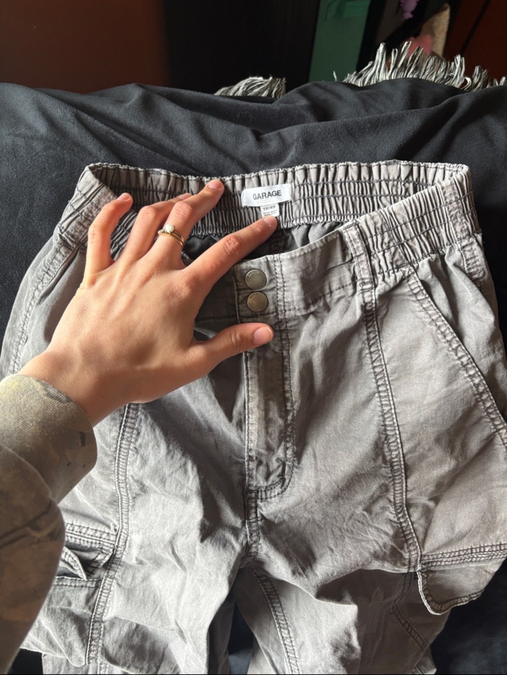 Garage Gray Cargo pants with Elastic Waist